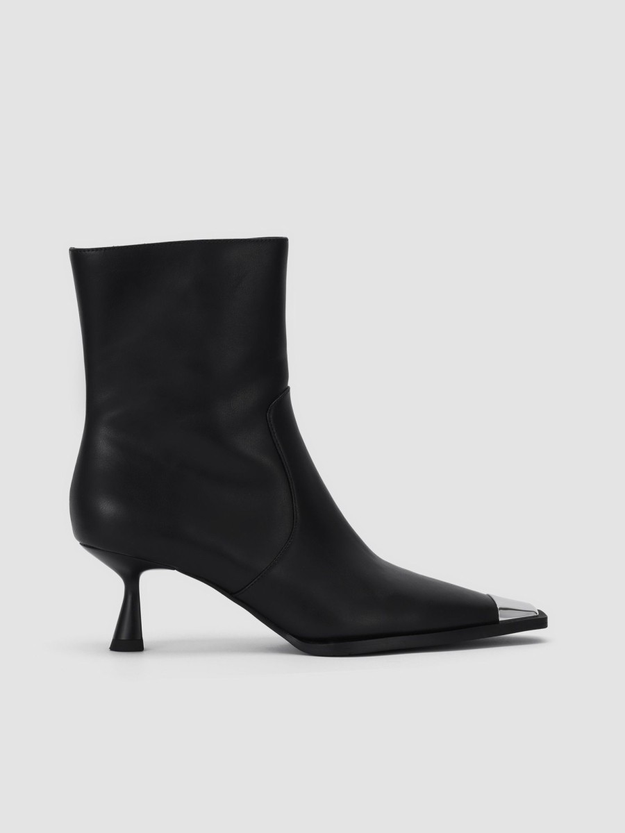 Women Ahaselected Shoes | Pointed Toe Faux Leather Ankle Boots Black