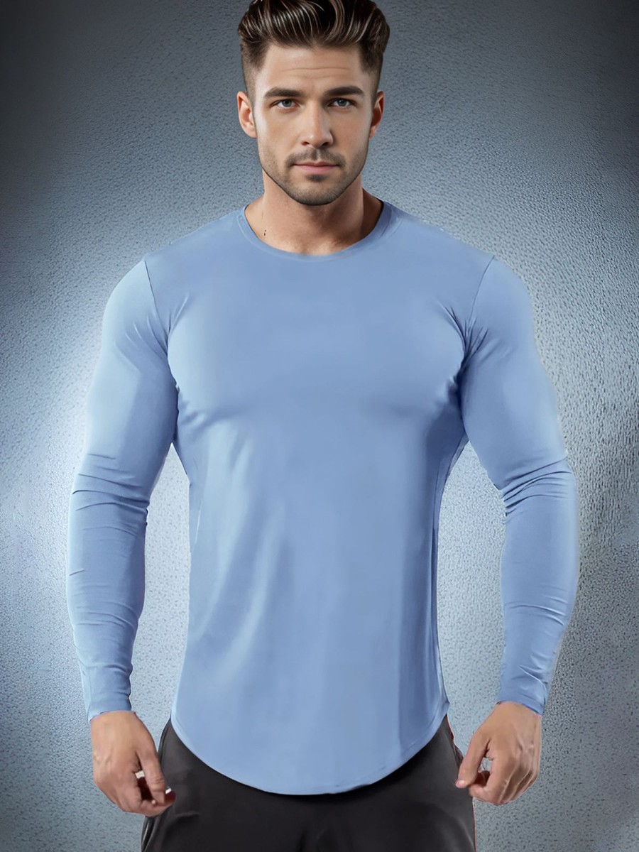 Men Ahaselected | M'S Crewneck Muscle Fit Long Sleeves T-Shirt Baselayer