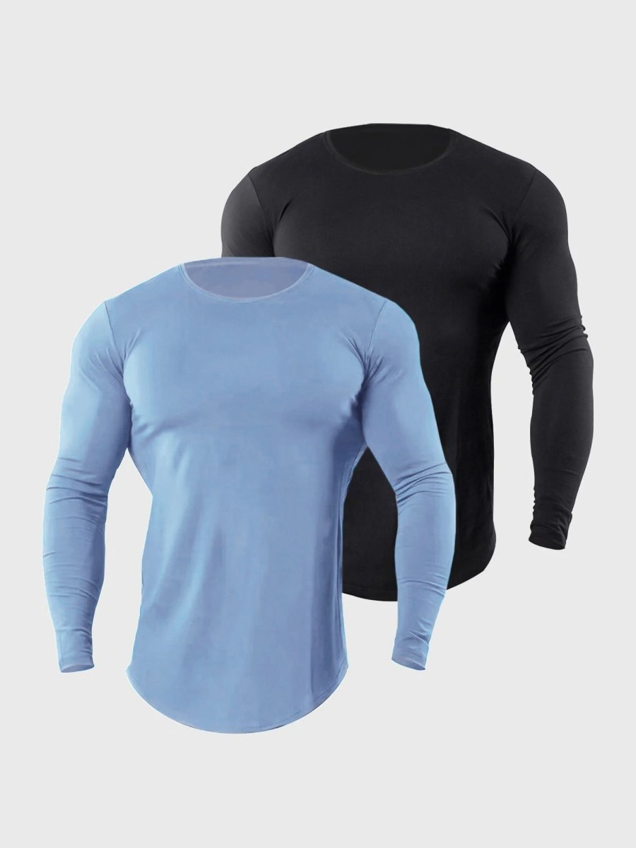 Men Ahaselected | M'S Crewneck Muscle Fit Long Sleeves T-Shirt Baselayer