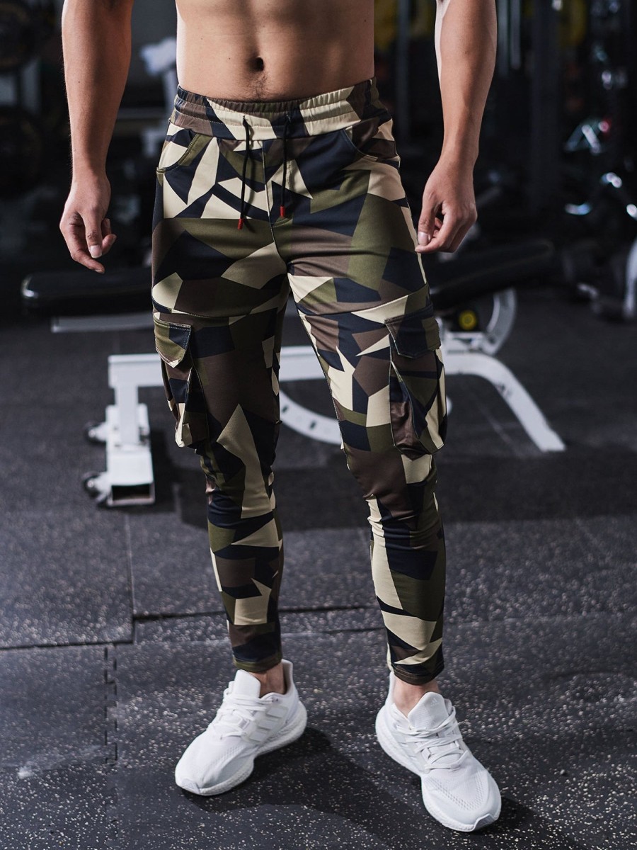 Men AhaAha | All Season Essential Check Print Cargo Jogger Pants