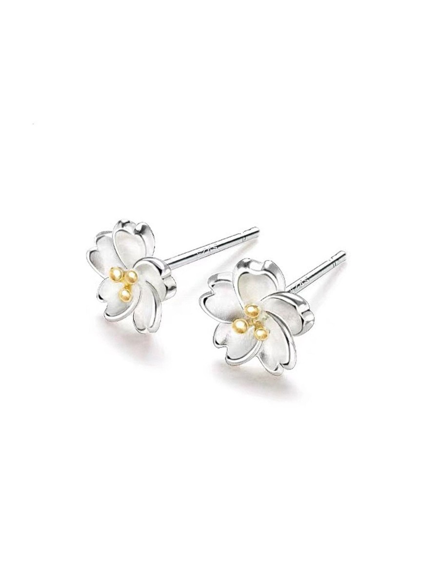 Women Ahaselected Earrings | S925 Sterling Cherry Blossom Earrings Silver