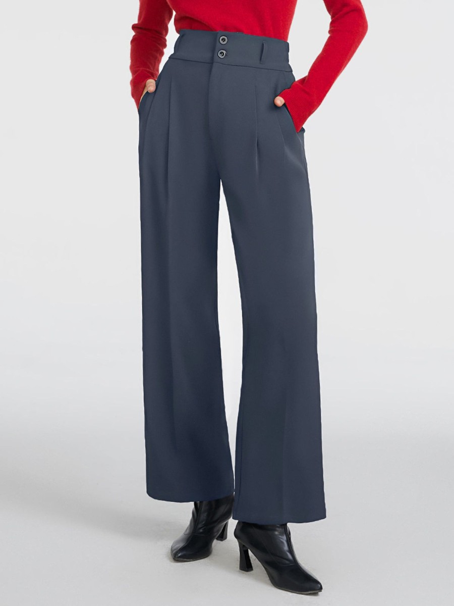 Women AhaAha Pants | Two-Button High Waist Pants