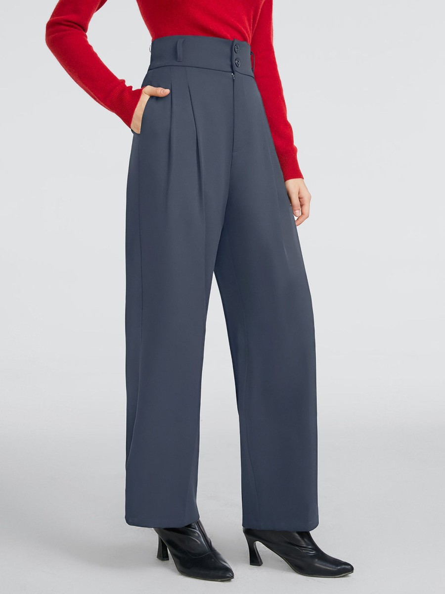 Women AhaAha Pants | Two-Button High Waist Pants