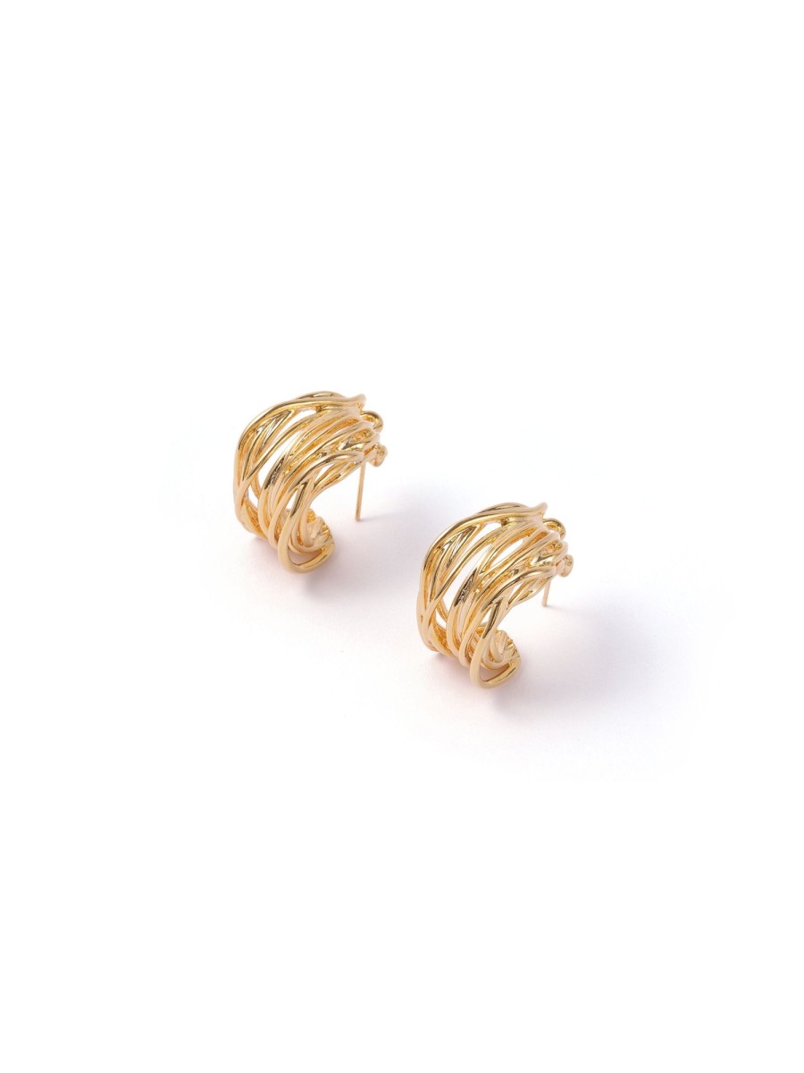 Women Ahaselected Earrings | Women'S Metal Half-Circle Earrings Gold