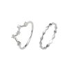 Women AhaAha Rings | 2Pcs Silver Decor Rings