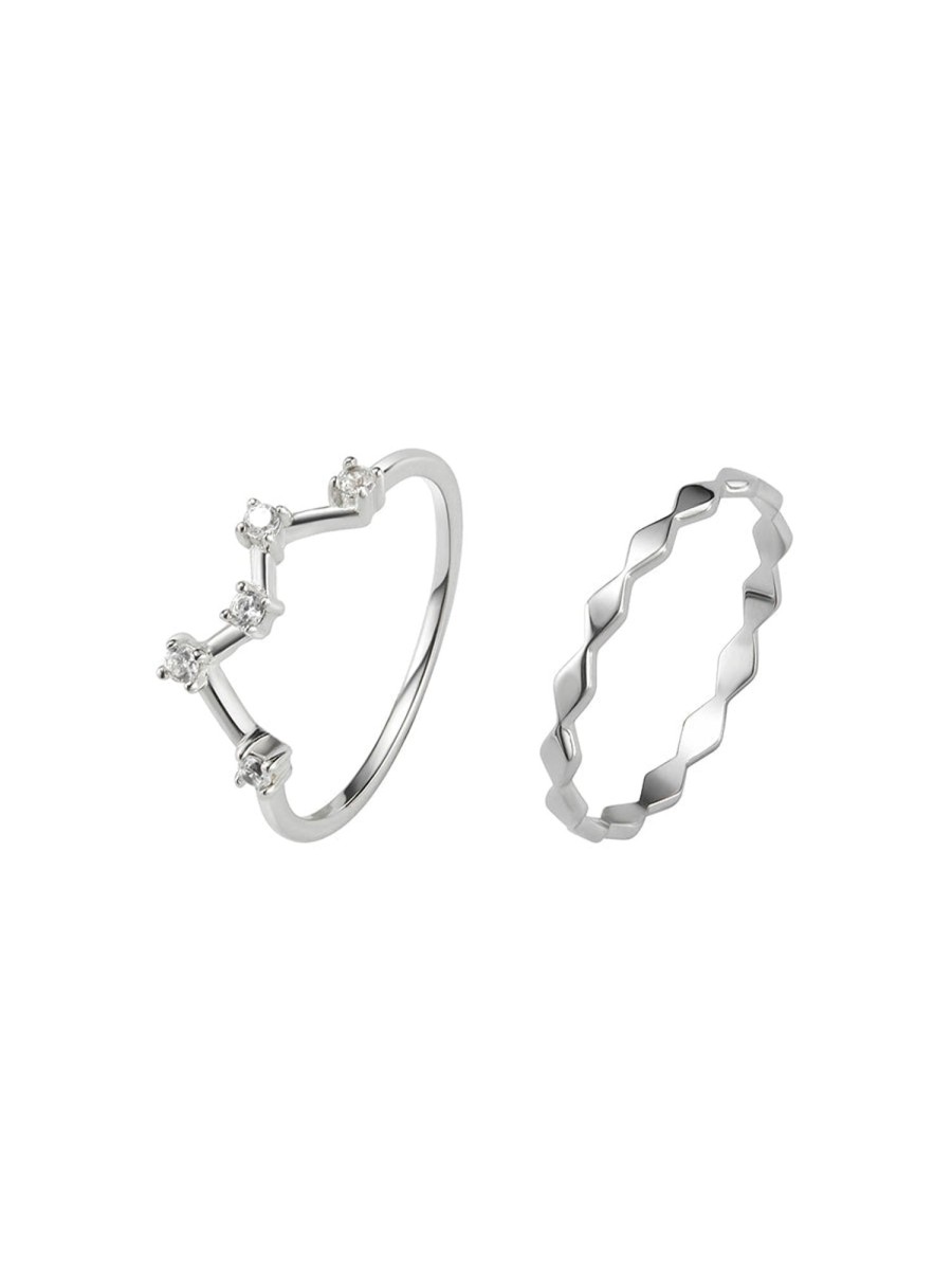 Women AhaAha Rings | 2Pcs Silver Decor Rings