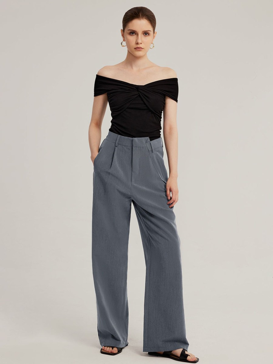 Women Ahaselected Pants | Irregular Waist Wide-Leg Suit Pants