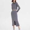 Women Ahaselected Matching Sets | High Neck Cozy Sweater And Split Midi Dress 2 Pieces Set