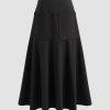 Women Ahaselected Skirts | High Waisted Pocket A-Line Midi Skirt Black