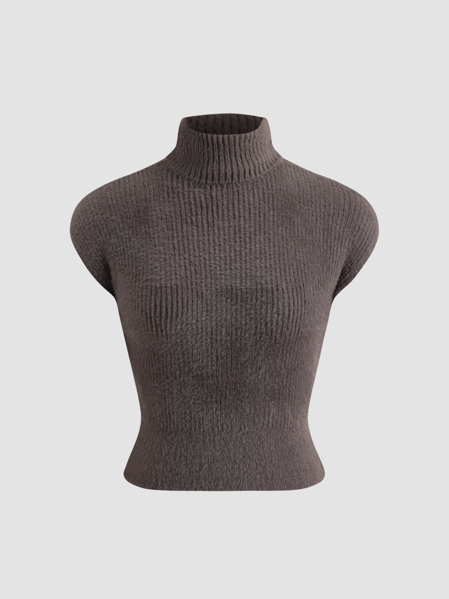 Women Ahaselected Knitwear & Sweaters | Sleeveless Turtleneck Sweater Top