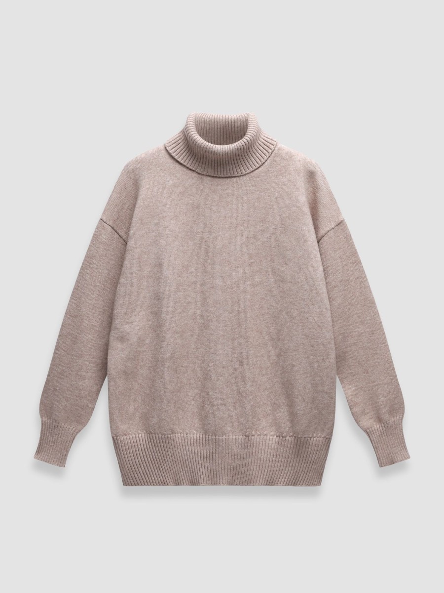 Women Ahaselected Basic Tops | Turtle-Neck Solid Loose Sweater