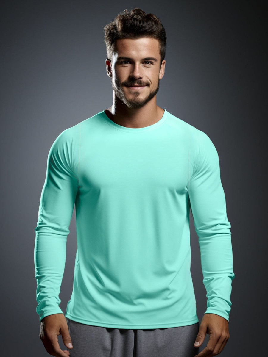 Men Ahaselected | Crewneck Long Sleeve T-Shirt Running Baselayer