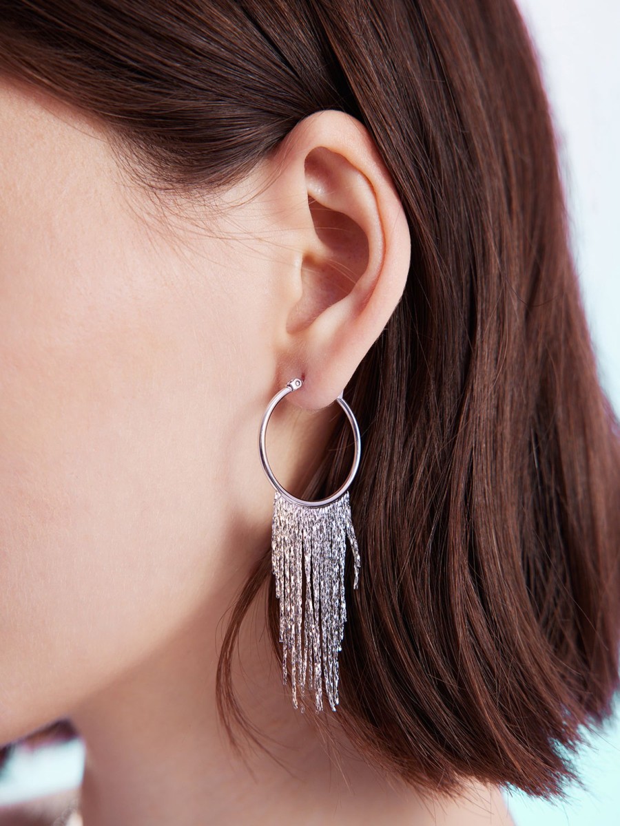 Women Ahaselected Earrings | Chic Tassel Drop Earrings Silver