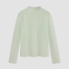 Women Ahaselected Tees & Graphics | Mesh Sheer Turtleneck Long Sleeve T-Shirt Light Green