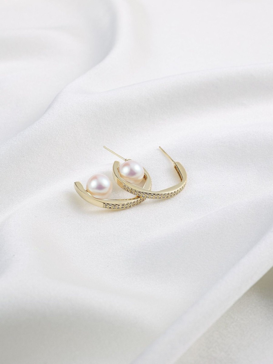 Women Ahaselected Earrings | Metal Pearl Diamond Earrings