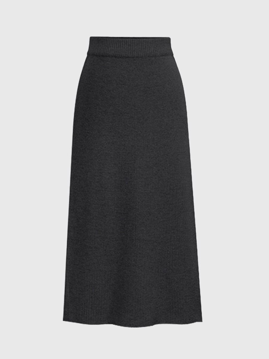 Women Ahaselected Bottoms | Woolen Slit Knit Midi Skirt