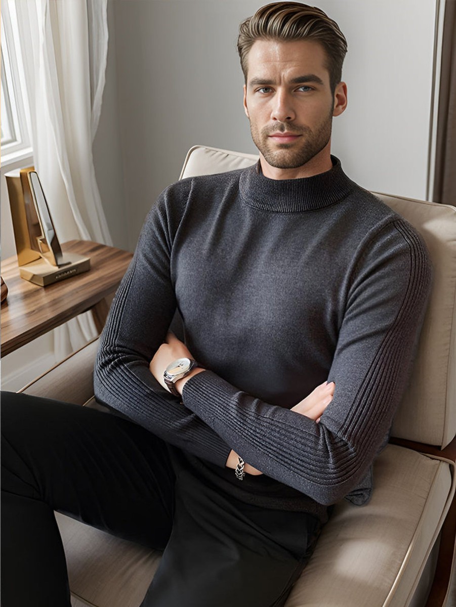 Men Ahaselected | M'S Classic Mock Neck Sweater