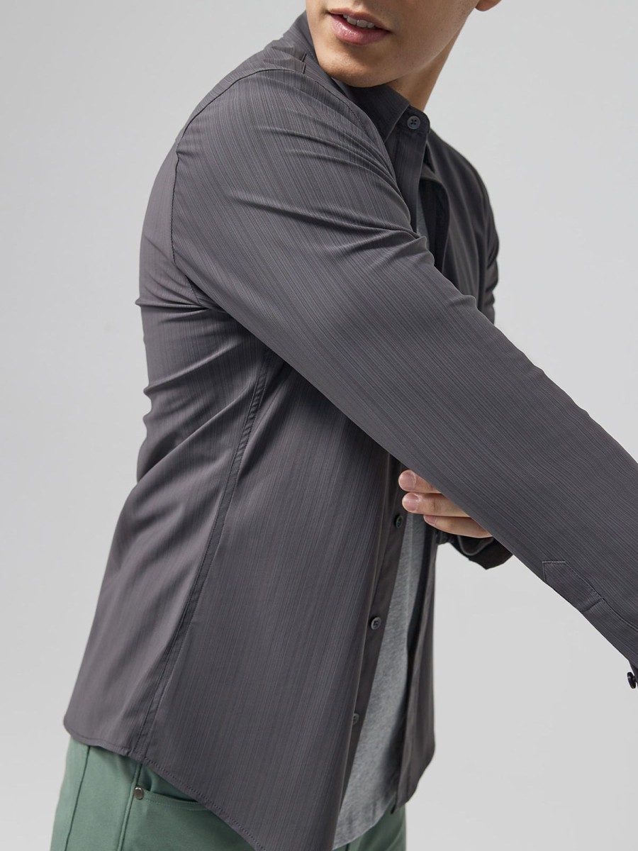 Men Ahaselected | Commuter Performance Dress Shirt Stone