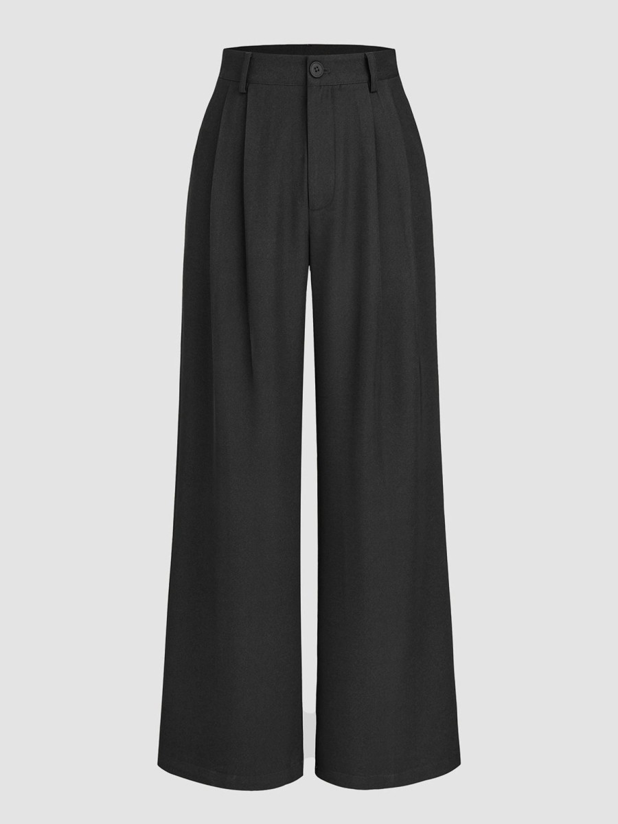 Women Ahaselected Pants | Solid Straight Wide-Leg Pants