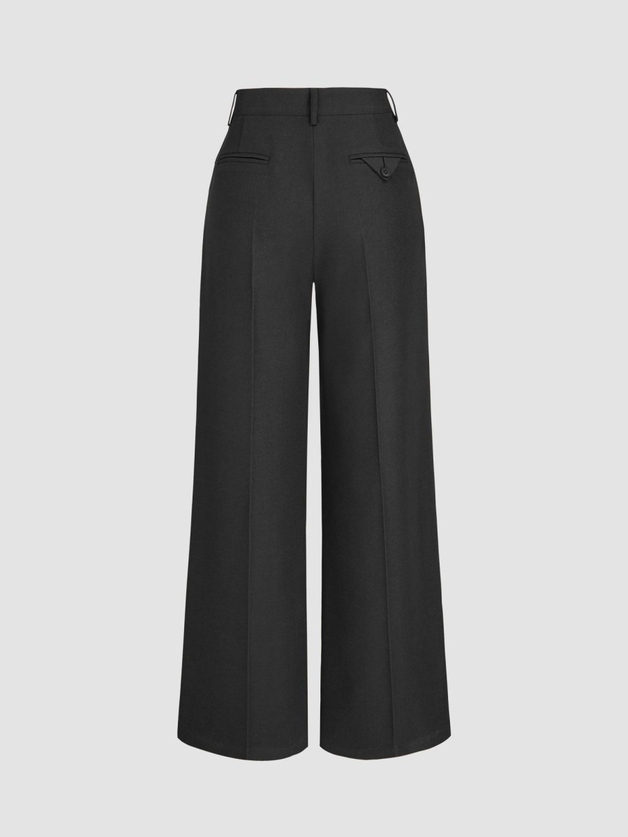 Women Ahaselected Pants | Solid Straight Wide-Leg Pants