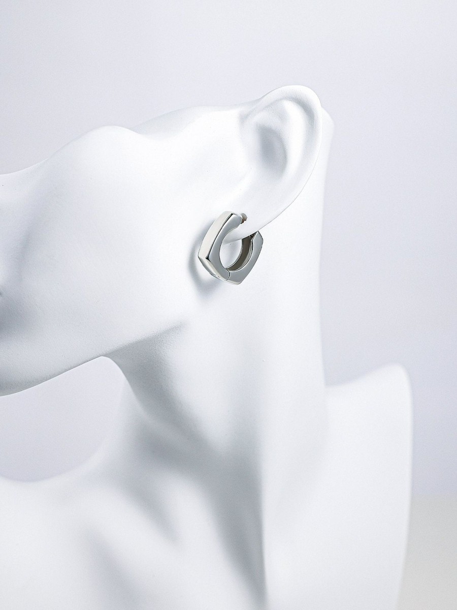 Women Ahaselected Earrings | Square Metal Sliver Earrings