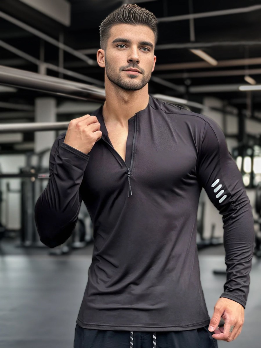 Men Ahaselected | Evolution Half Zip Long Sleeves Shirt Workout Baselayer