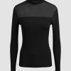 Women Ahaselected Tops | Women'S Sheer Mesh Knit Pullover Black