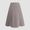 Women Ahaselected Skirts | Solid Color Satin Midi Skirt Grey