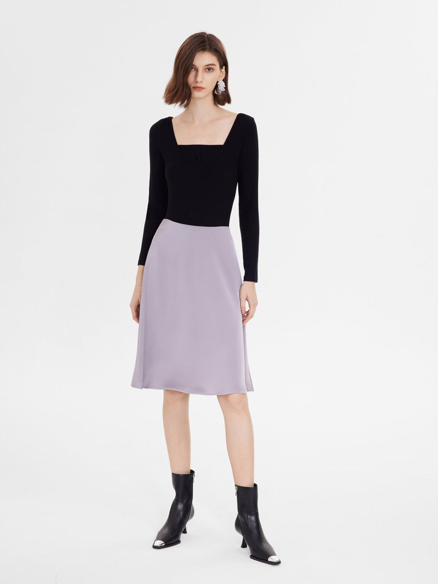 Women Ahaselected Skirts | Solid Color Satin Midi Skirt Grey