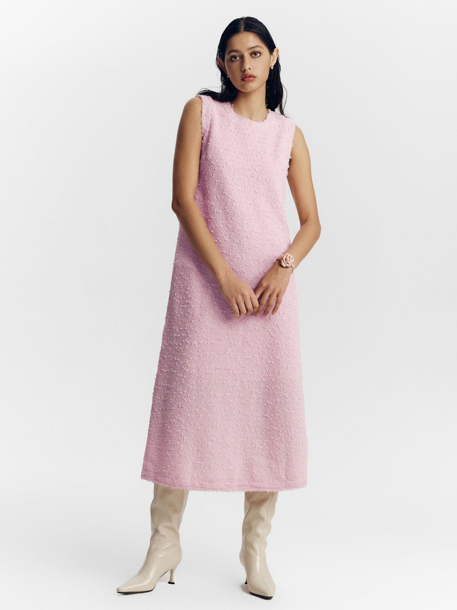 Women Ahaselected Dresses | Women'S Textured Sequin Dress Pink