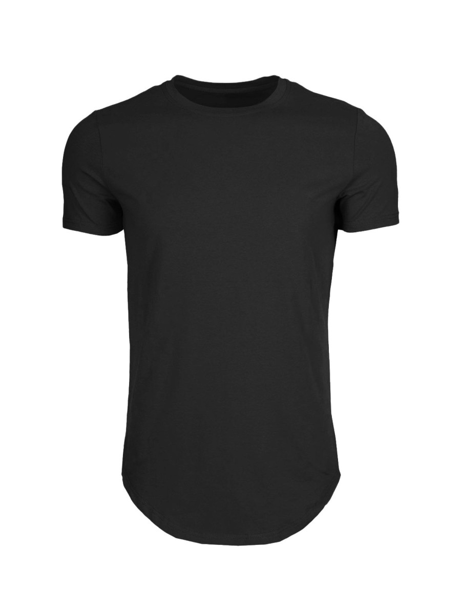 Men Ahaselected | Kore Curved Hem T-Shirt Muscle Fit Crew Neck-New