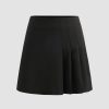 Women Ahaselected Skirts | Sleek Side-Slit Pleated Mini Skirt Black