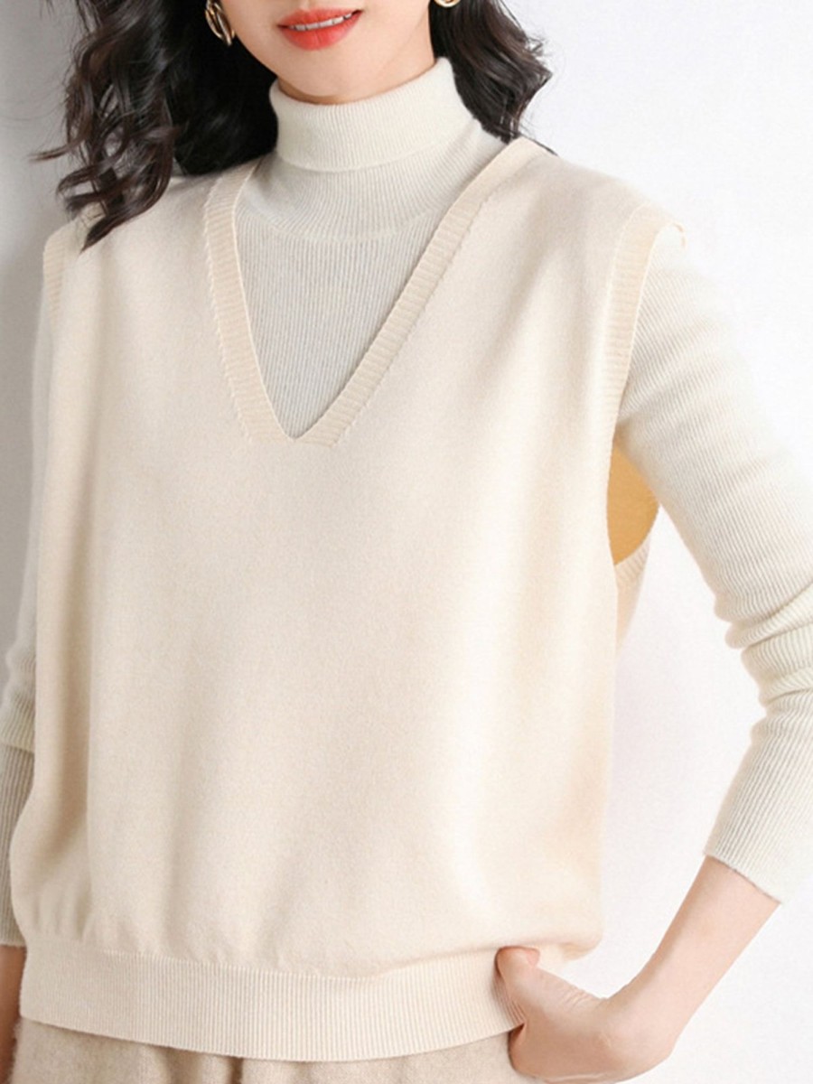 Women Ahaselected Knitwear & Sweaters | V-Neck Knit Vest