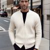 Men Ahaselected | Full Zipper Knit Jacket Bomber Sweater