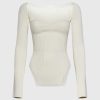 Women Ahaselected Tops | Sweetheart Neck Ribbed Knit Shirt