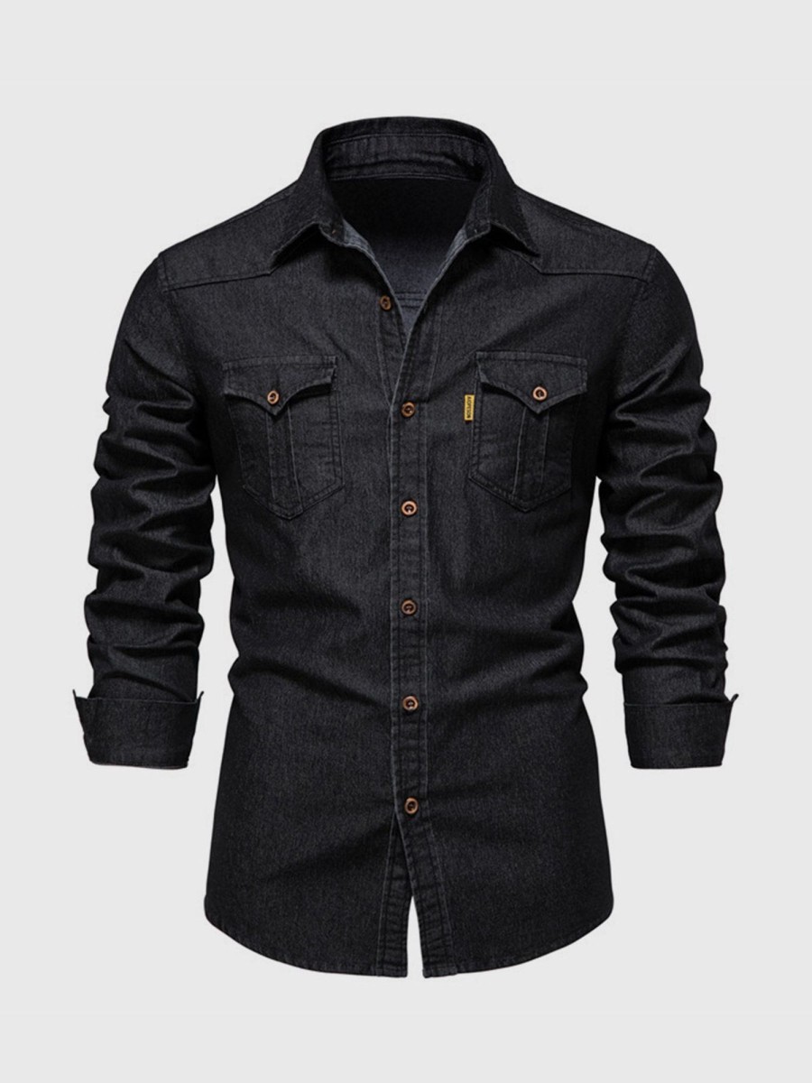 Men Ahaselected | M'S Long Sleeve Denim Shirt