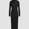 Women Ahaselected Dresses | Knitted Turtleneck Pleated Dress Black