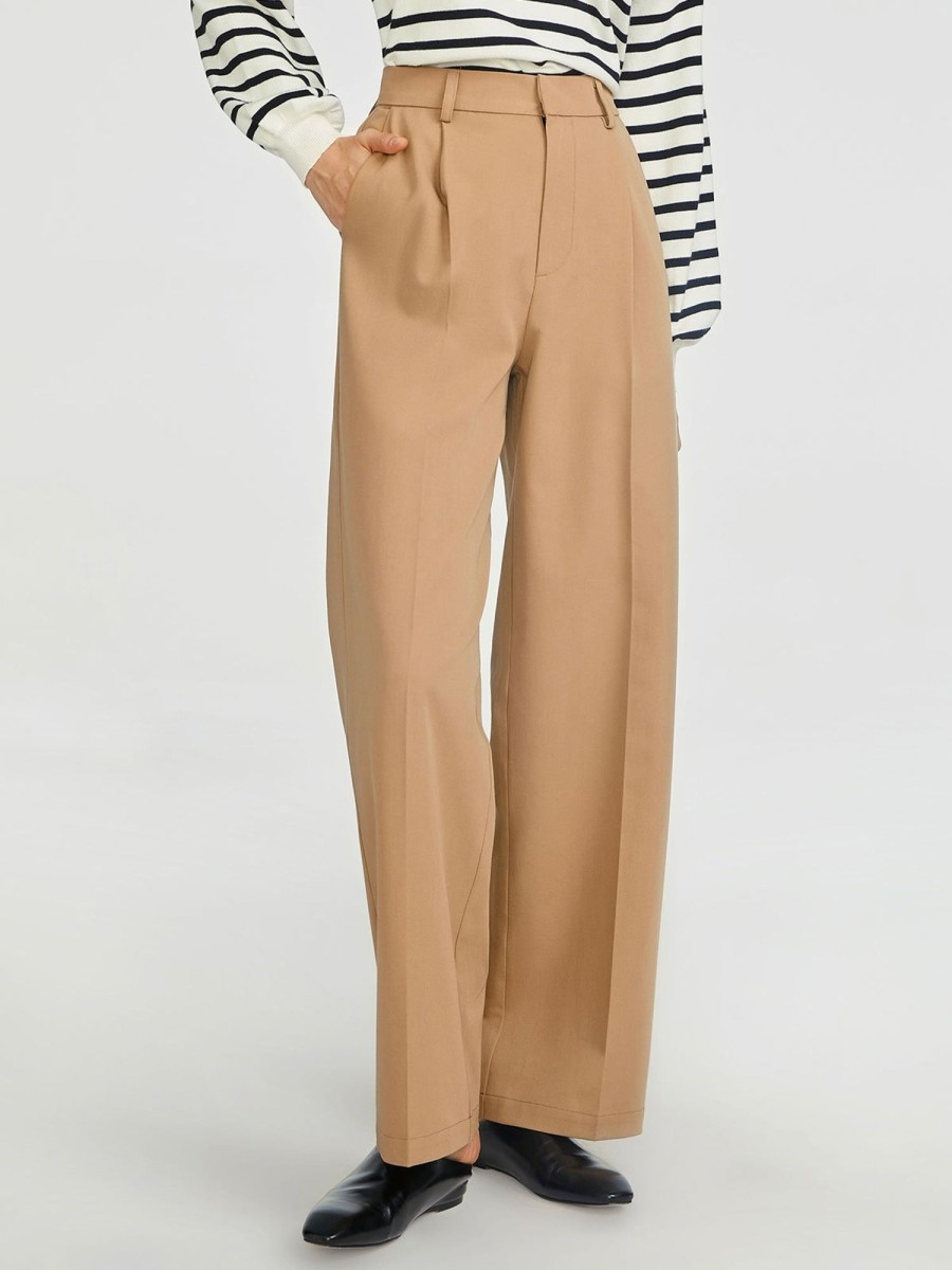 Women Ahaselected Pants | High Waisted Pleated Wide Leg Pant