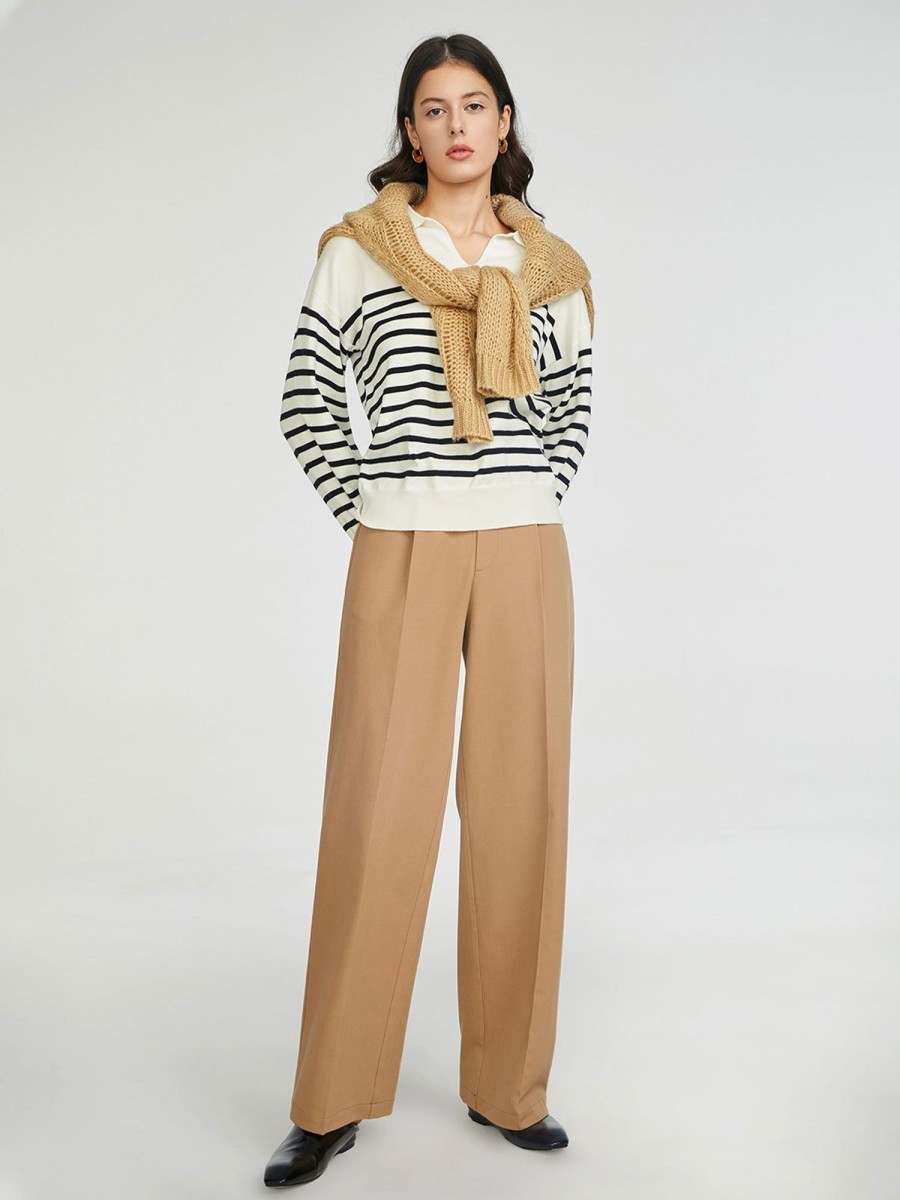 Women Ahaselected Pants | High Waisted Pleated Wide Leg Pant