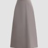 Women Ahaselected Skirts | Sleek Satin A-Line Long Skirt Grey