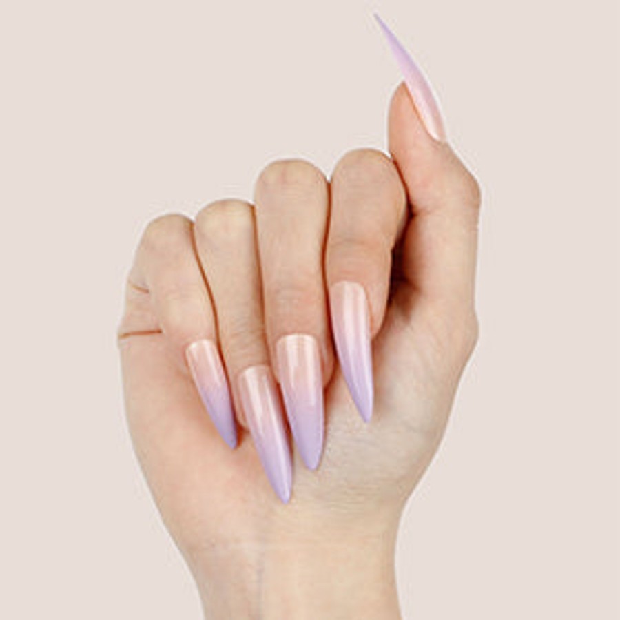 Women Tool Manicure | 24Pcs Gradient Color Pearly-Lustre Trapeziop Fake Nail 9