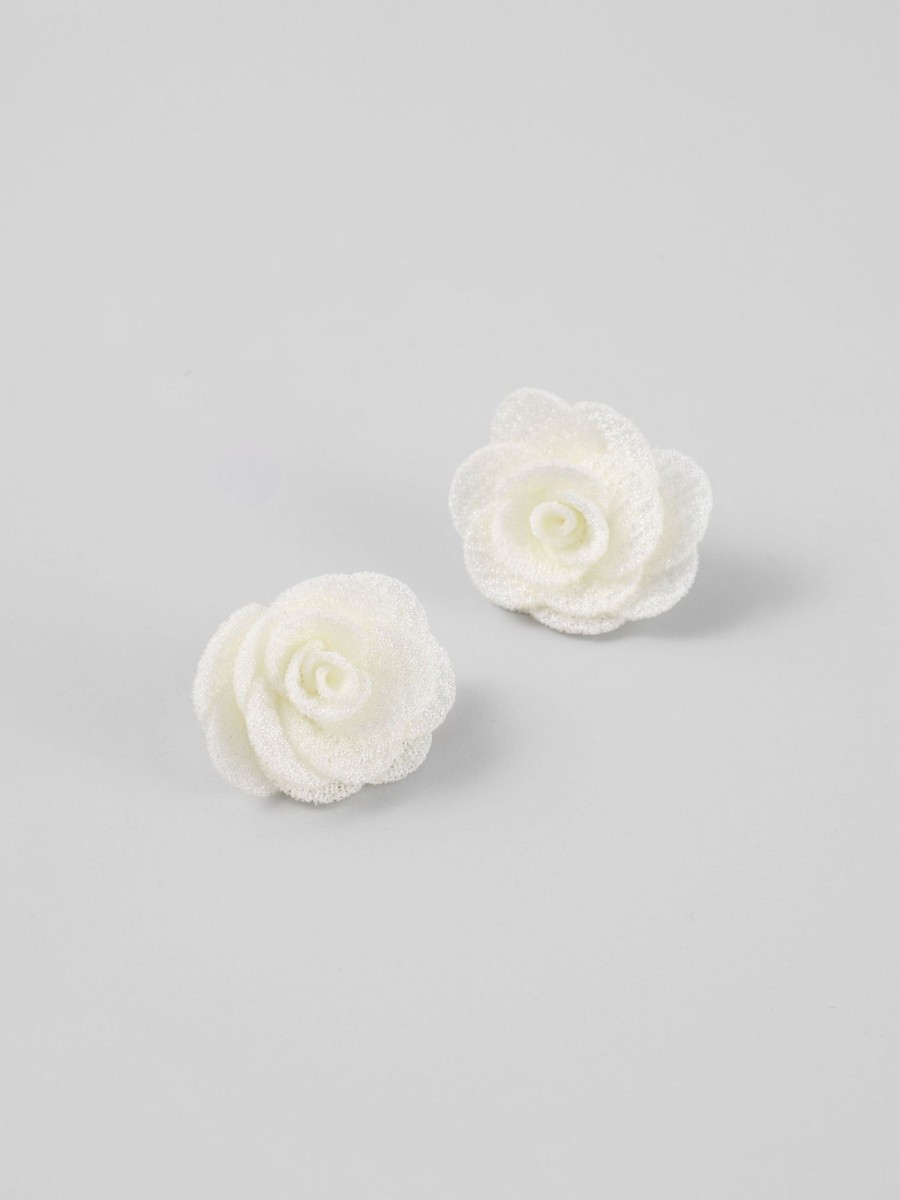 Women Ahaselected Earrings | Elegant Rose Flower Earrings White