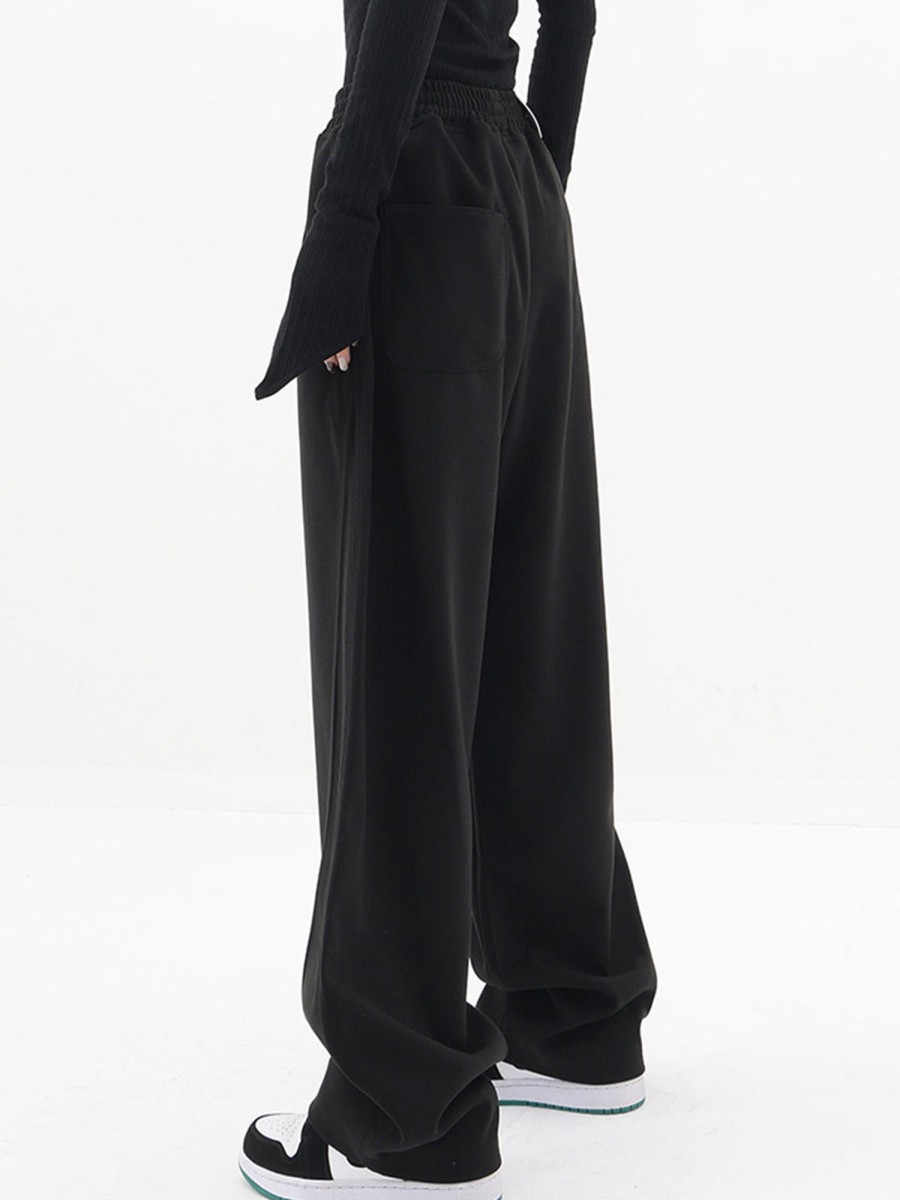 Women Ahaselected Pants | Baggy Elastic Waist Wide-Leg Sweatpants