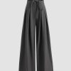 Women Ahaselected Pants | Waistband Pleated Palazzo Wide-Leg Pants Grey