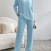 Women Ahaselected Matching Sets | V-Neck Ribbed Design Comfy 2-Pieces Lounge Set