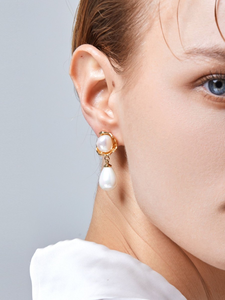 Women AhaAha Earrings | Baroque Pearl Gold-Plated Earrings