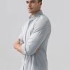 Men Ahaselected | Commuter Performance Dress Shirt Grey/White Stripe